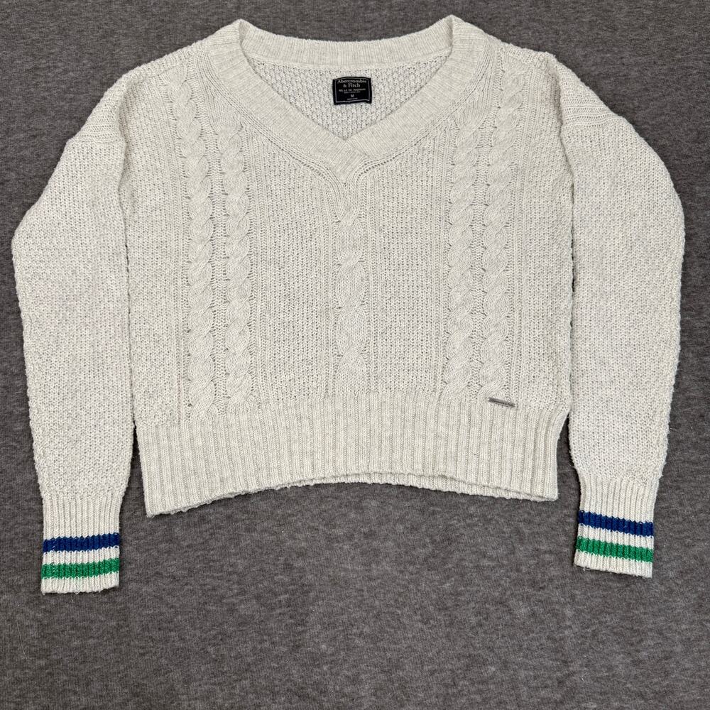 Abercrombie and Fitch Knit Preppy Sweater Women's Medium Y2K Inspired V-Neck